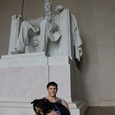 Will and Atlas at the Lincoln Memorial